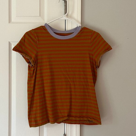 Madewell *Northside Vintage Tee* Size Small | Maple Glow | Orange Stripes | EUC - Picture 4 of 11